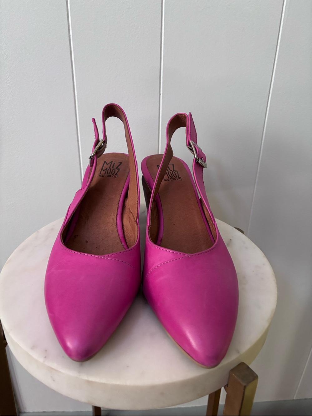 Miz Mooz Pink Slingback Block Heels Size 39